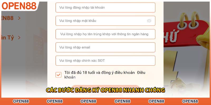 Các bước đăng ký OPEN88 nhanh chóng